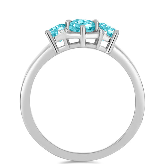 Inel din Argint 925 ( 2.97 grame ) cu Cuarț Paraiba și Topaz Alb 0.93 Carate