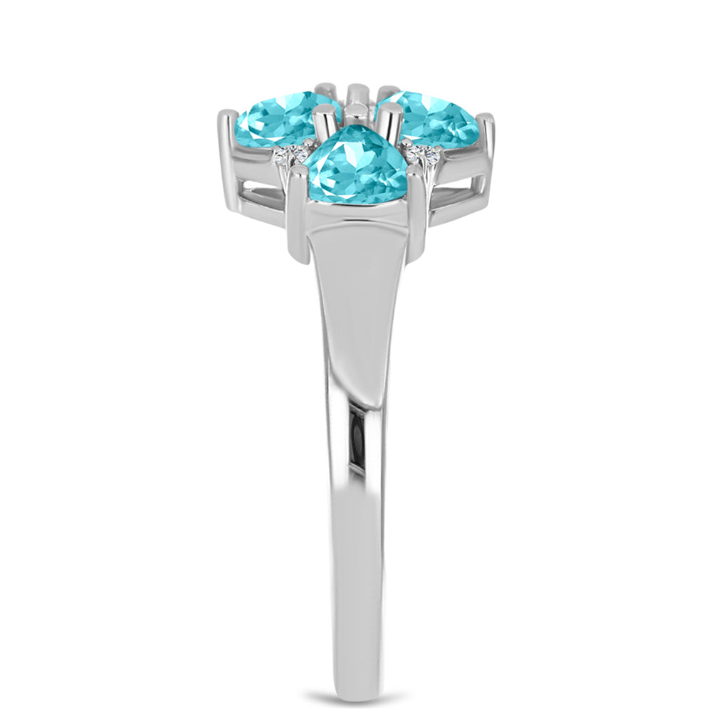 Inel din Argint 925 ( 2.97 grame ) cu Cuarț Paraiba și Topaz Alb 0.93 Carate 4 