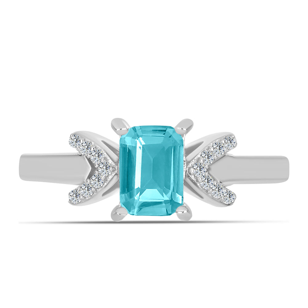Inel din Argint 925 ( 2.12 grame ) cu Cuarț Paraiba și Topaz Alb 0.93 Carate 1 