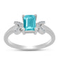 Inel din Argint 925 ( 2.12 grame ) cu Cuarț Paraiba și Topaz Alb 0.93 Carate
