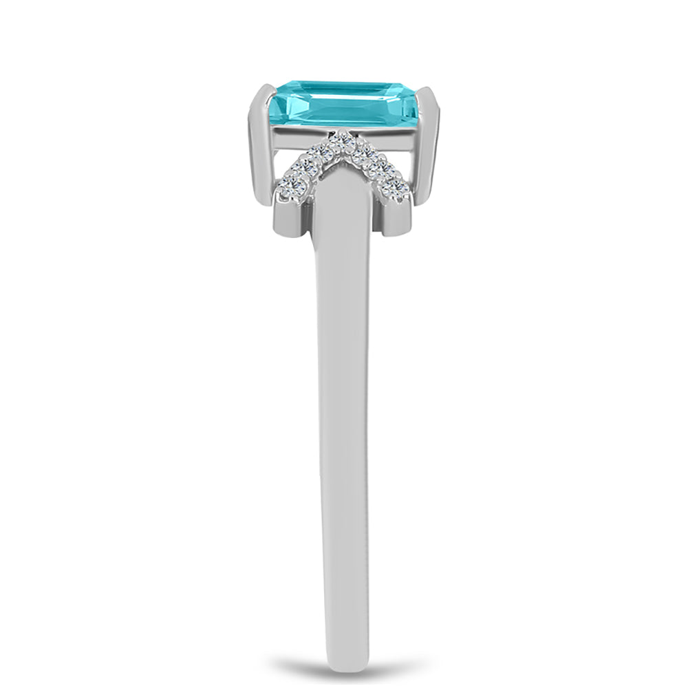 Inel din Argint 925 ( 2.12 grame ) cu Cuarț Paraiba și Topaz Alb 0.93 Carate