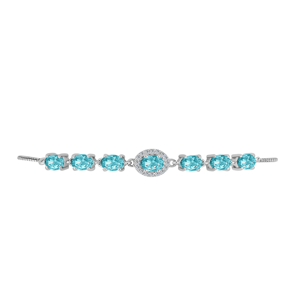Brățară din Argint 925 ( 4.07 grame ) cu Cuarț Paraiba și Topaz Alb 2.77 Carate 2 