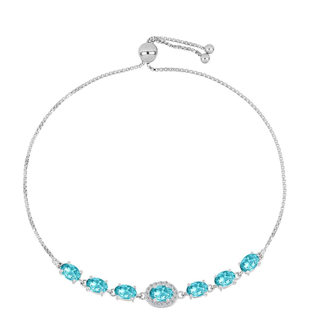 Brățară din Argint 925 ( 4.07 grame ) cu Cuarț Paraiba și Topaz Alb 2.77 Carate