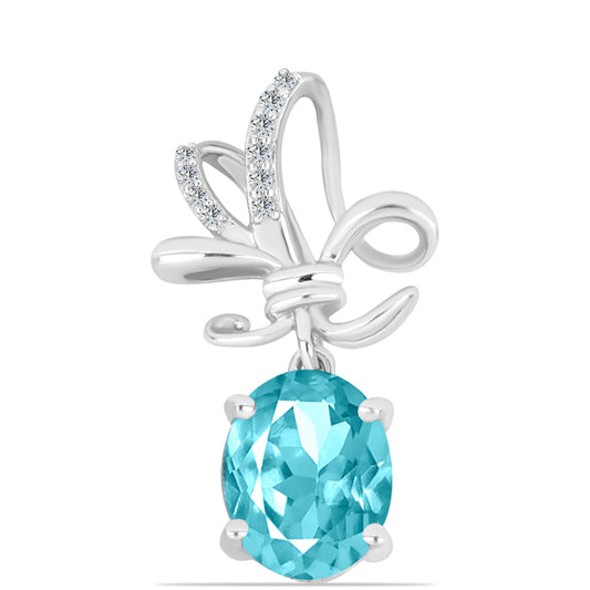 Pandantiv din Argint 925 ( 1.35 grame ) cu Cuarț Paraiba și Topaz Alb 2.48 Carate