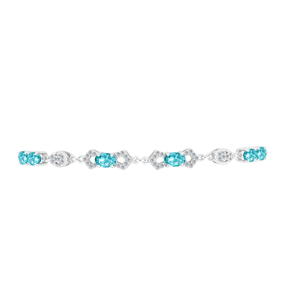 Brățară din Argint 925 ( 5.44 grame ) cu Cuarț Paraiba și Topaz Alb 2.62 Carate 2 