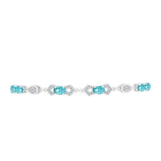 Brățară din Argint 925 ( 5.44 grame ) cu Cuarț Paraiba și Topaz Alb 2.62 Carate