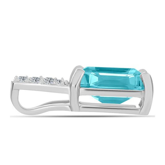 Pandantiv din Argint 925 ( 0.66 grame ) cu Cuarț Paraiba și Topaz Alb 1.41 Carate