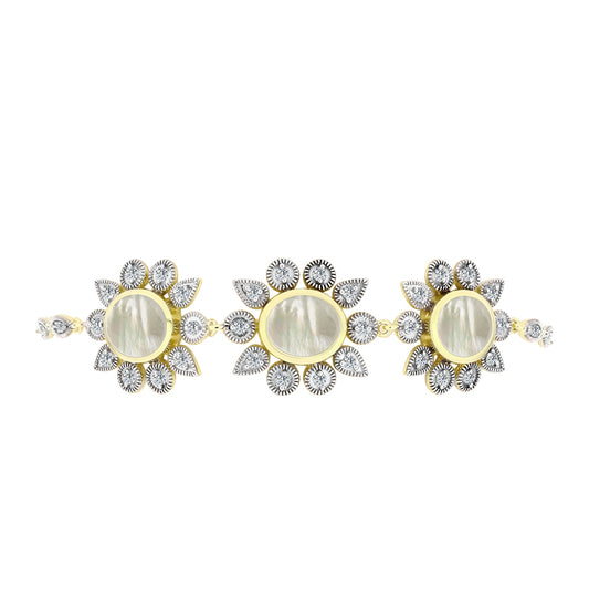 Brățară din Argint 925 Placat cu Aur ( 9.71 grame ) cu Sidef și Topaz Alb 5.97 Carate