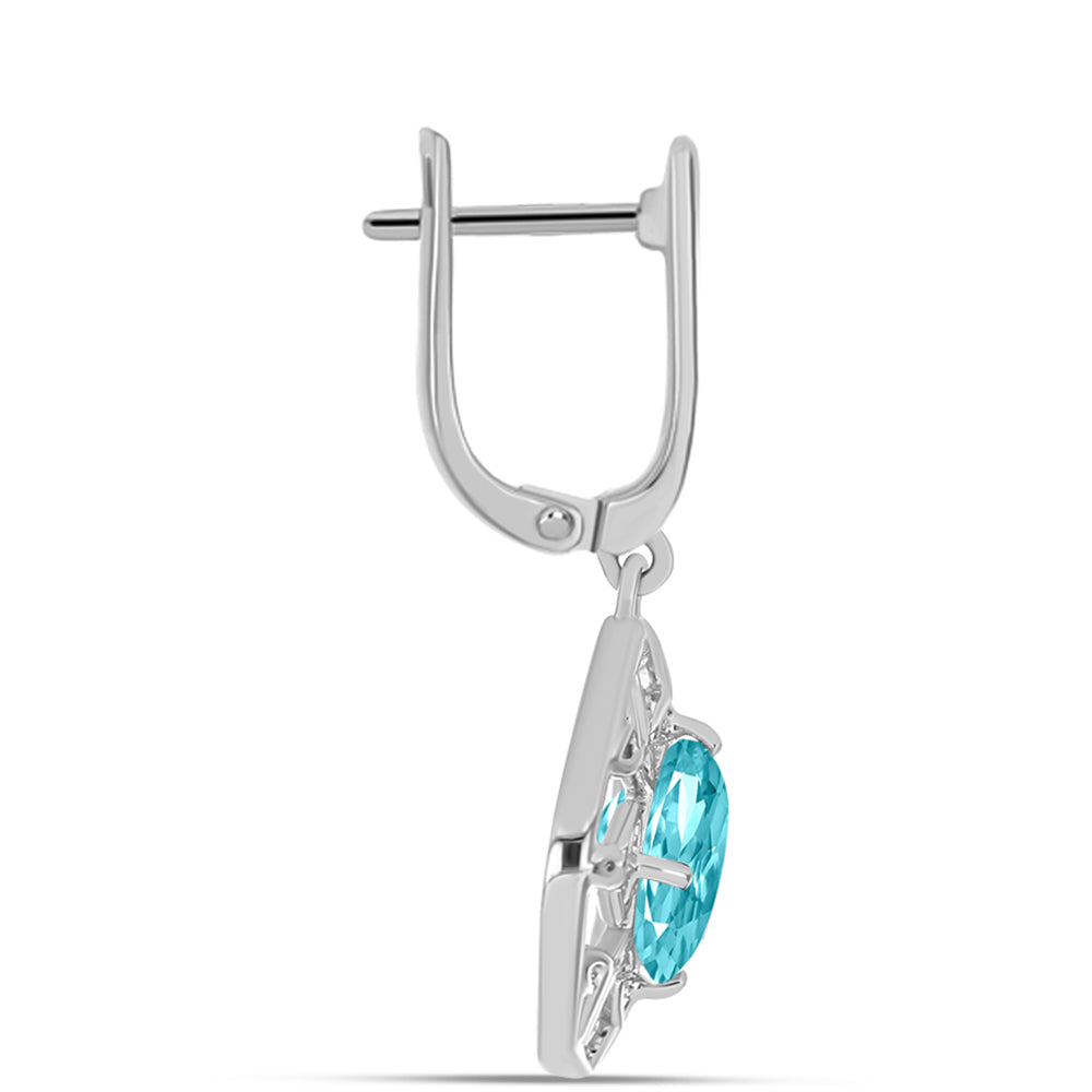 Cercei din Argint 925 ( 5.23 grame ) cu Cuarț Paraiba 3.91 Carate 2 