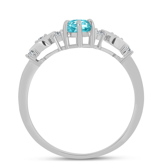 Inel din Argint 925 ( 2.1 grame ) cu Cuarț Paraiba și Topaz Alb 1.07 Carate
