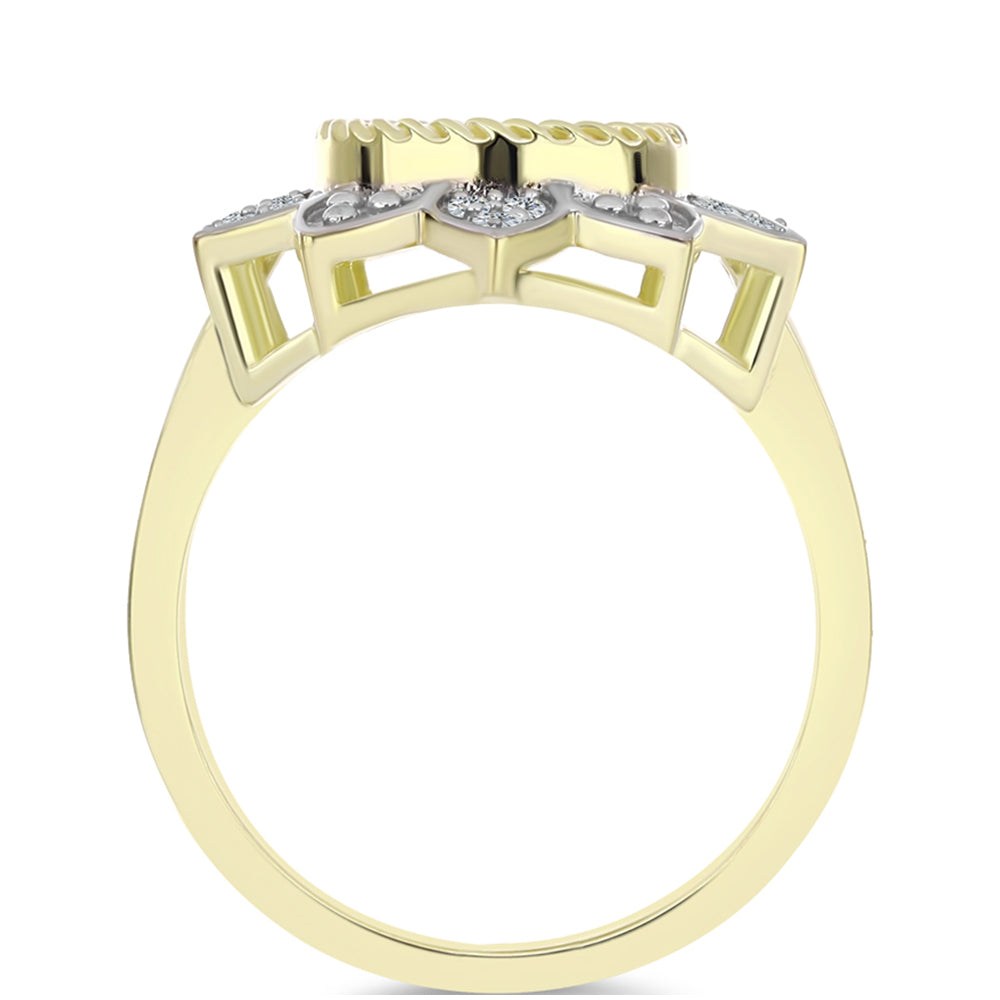 Inel din Argint 925 Placat cu Aur ( 4.04 grame ) cu Sidef și Topaz Alb 1.48 Carate