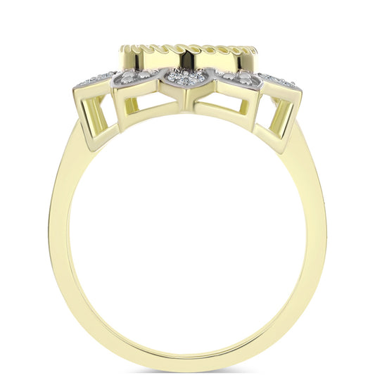 Inel din Argint 925 Placat cu Aur ( 4.04 grame ) cu Sidef și Topaz Alb 1.48 Carate