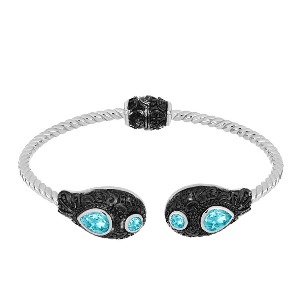 Brățară din Argint 925 ( 30.49 grame ) cu Cuarț Paraiba 2.57 Carate