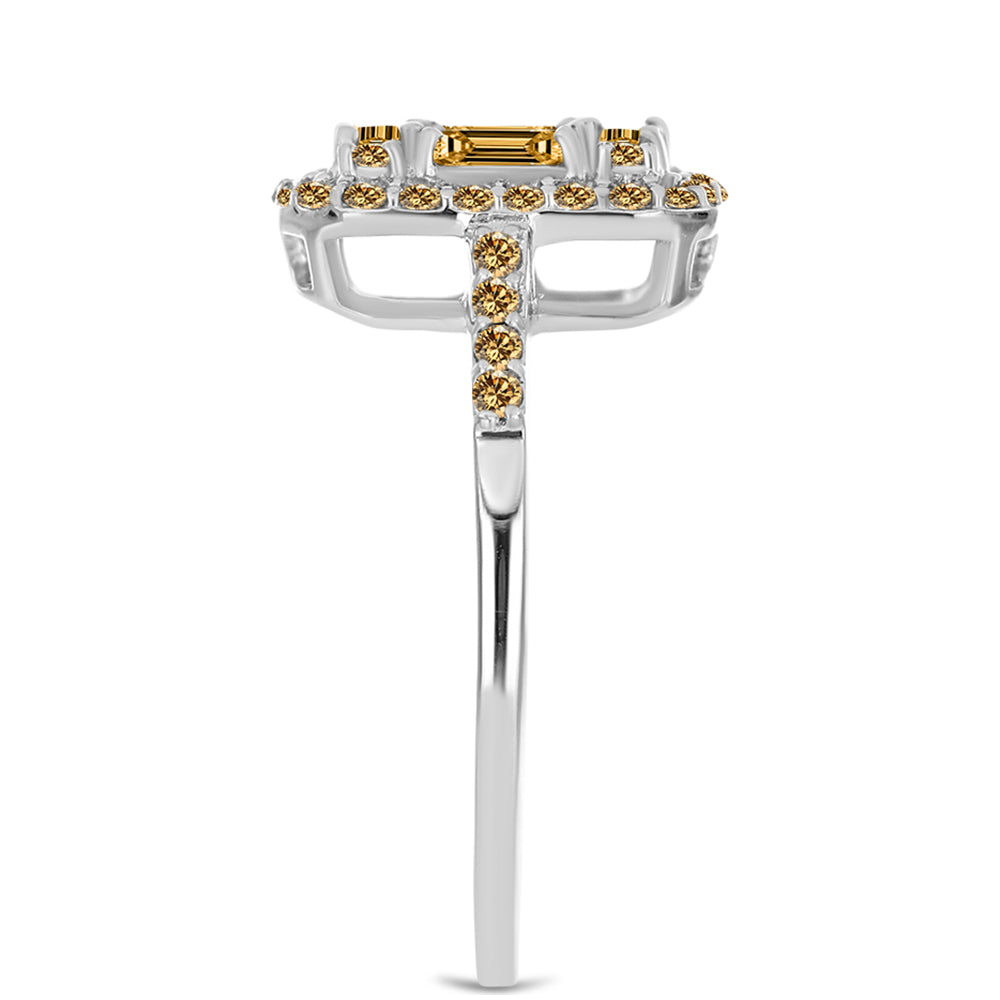 Inel din Argint 925 ( 2.65 grame ) cu Moissanite Șampanie 0.97 Carate 4 