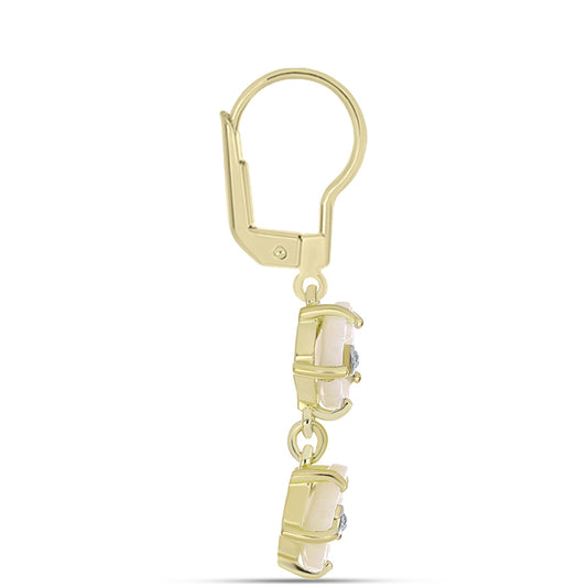 Cercei din Argint 925 Placat cu Aur ( 2.55 grame ) cu Sidef și Topaz Alb 3.9 Carate