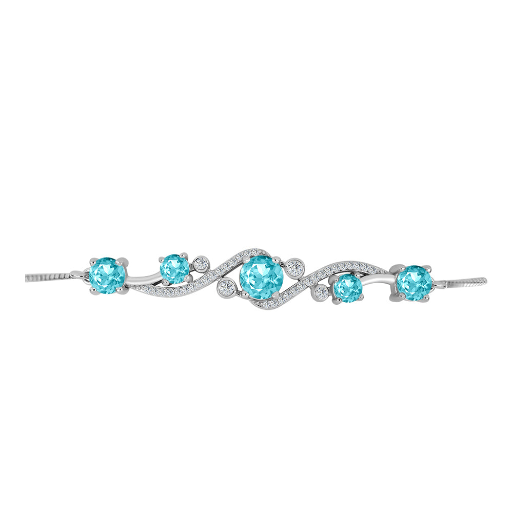 Brățară din Argint 925 ( 5.46 grame ) cu Cuarț Paraiba și Topaz Alb 2.41 Carate 2 
