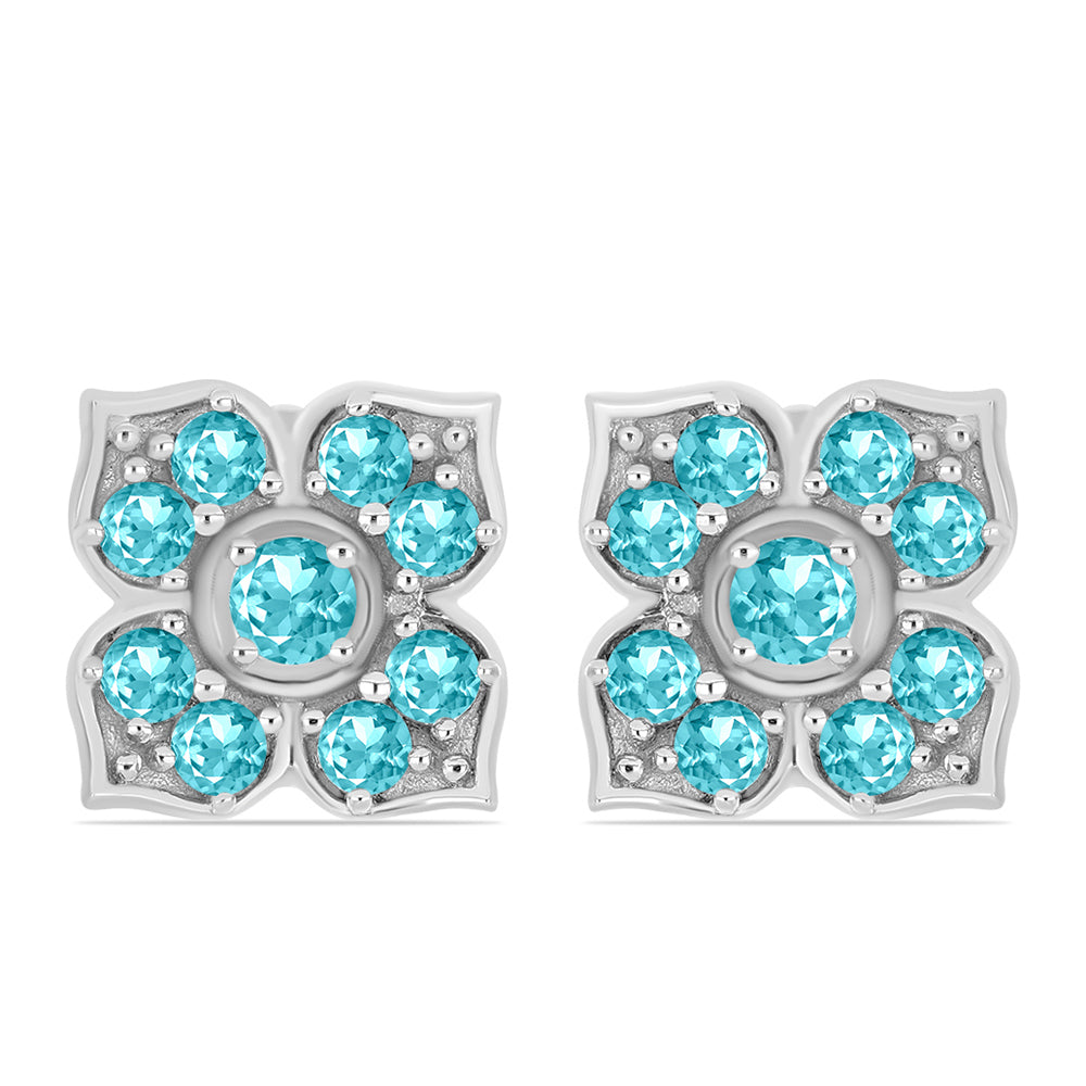 Cercei din Argint 925 ( 5.11 grame ) cu Cuarț Paraiba 2.06 Carate 1 