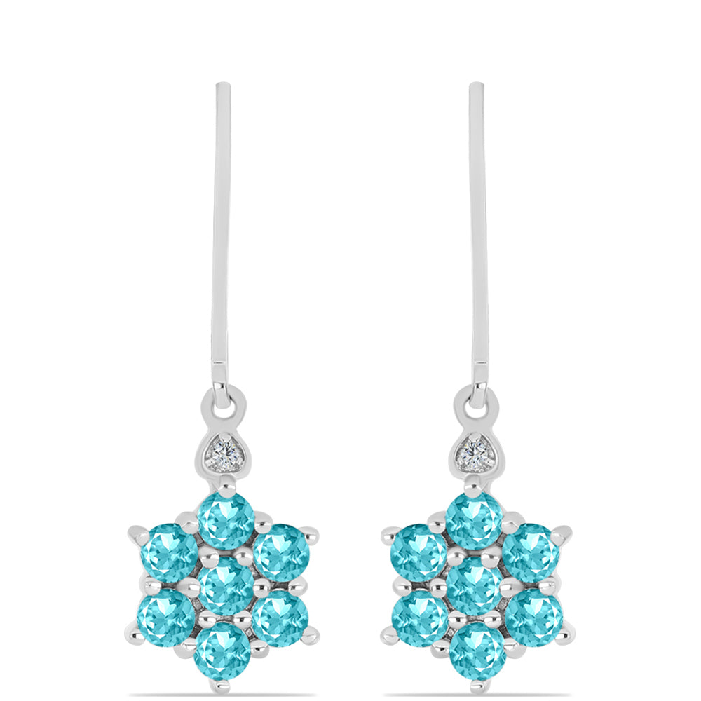 Cercei din Argint 925 ( 2.43 grame ) cu Cuarț Paraiba și Topaz Alb 1.4 Carate 1 