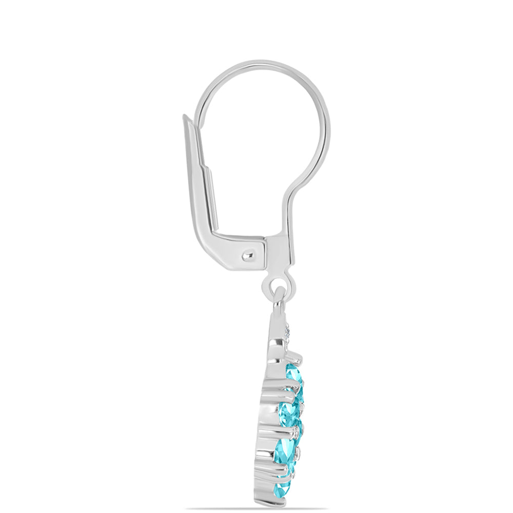 Cercei din Argint 925 ( 2.43 grame ) cu Cuarț Paraiba și Topaz Alb 1.4 Carate 2 