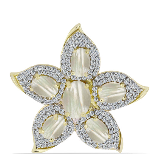 Broşă din Argint 925 Placat cu Aur ( 4.77 grame ) cu Sidef 4.14 Carate