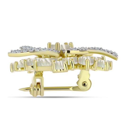 Broşă din Argint 925 Placat cu Aur ( 3.74 grame ) cu Sidef 3.19 Carate