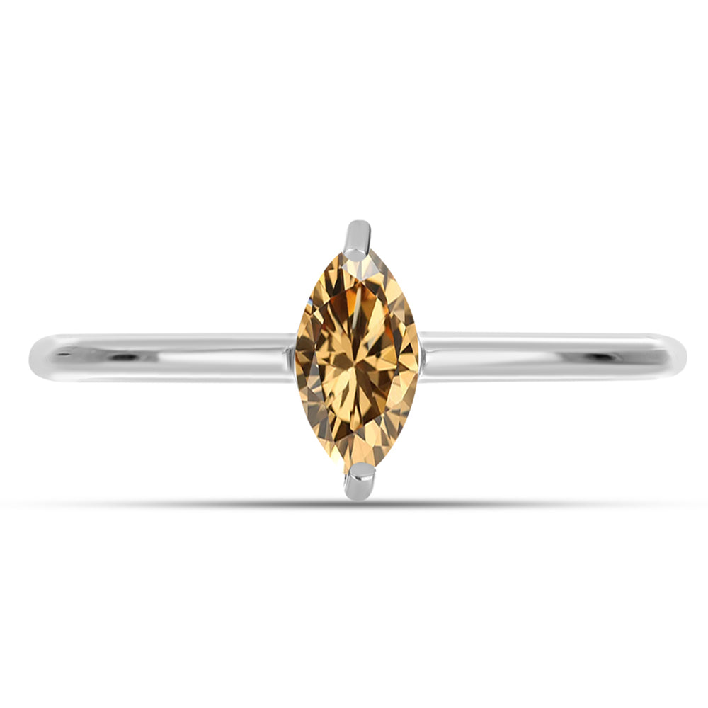 Inel din Argint 925 ( 1.64 grame ) cu Moissanite Șampanie 0.53 Carate 1 