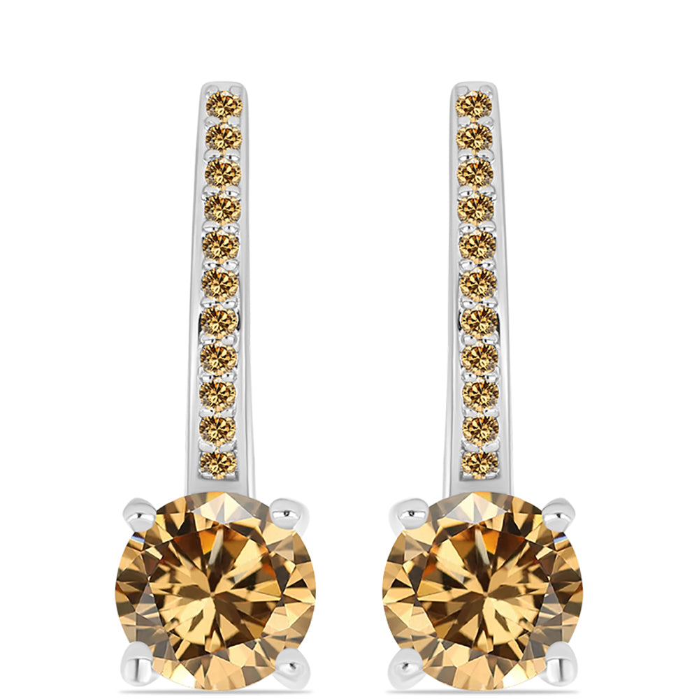 Cercei din Argint 925 ( 3 grame ) cu Moissanite Șampanie 2.57 Carate