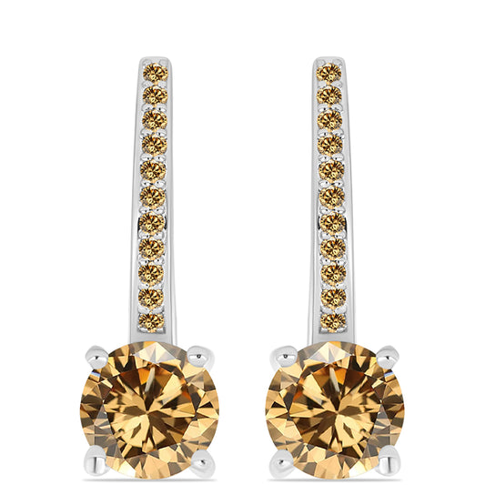 Cercei din Argint 925 ( 3 grame ) cu Moissanite Șampanie 2.57 Carate