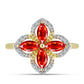 Inel din Argint 925 Placat cu Aur ( 2.57 grame ) cu Opal Etiopian Lega Dembi Roșu și Topaz Alb 0.77 Carate