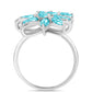 Inel din Argint 925 ( 5.32 grame ) cu Cuarț Paraiba și Topaz Alb 2.18 Carate