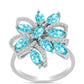 Inel din Argint 925 ( 5.32 grame ) cu Cuarț Paraiba și Topaz Alb 2.18 Carate