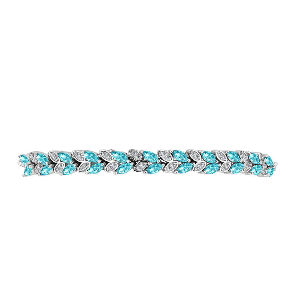 Brățară din Argint 925 ( 7.91 grame ) cu Cuarț Paraiba și Topaz Alb 3.06 Carate 2 
