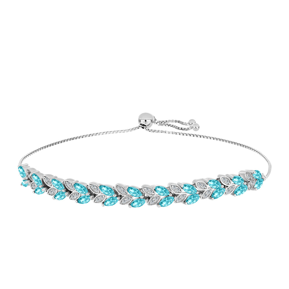 Brățară din Argint 925 ( 7.91 grame ) cu Cuarț Paraiba și Topaz Alb 3.06 Carate