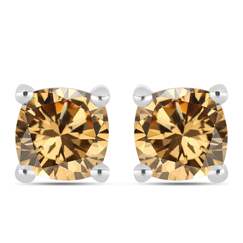 Cercei din Argint 925 ( 1.56 grame ) cu Moissanite Șampanie 2.54 Carate