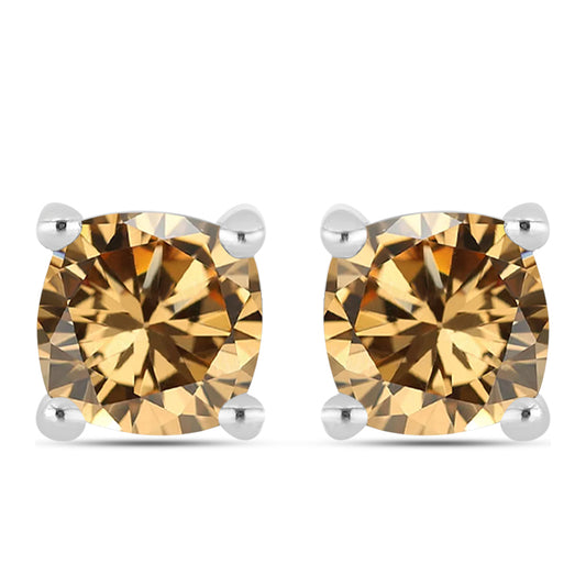 Cercei din Argint 925 ( 1.56 grame ) cu Moissanite Șampanie 2.54 Carate