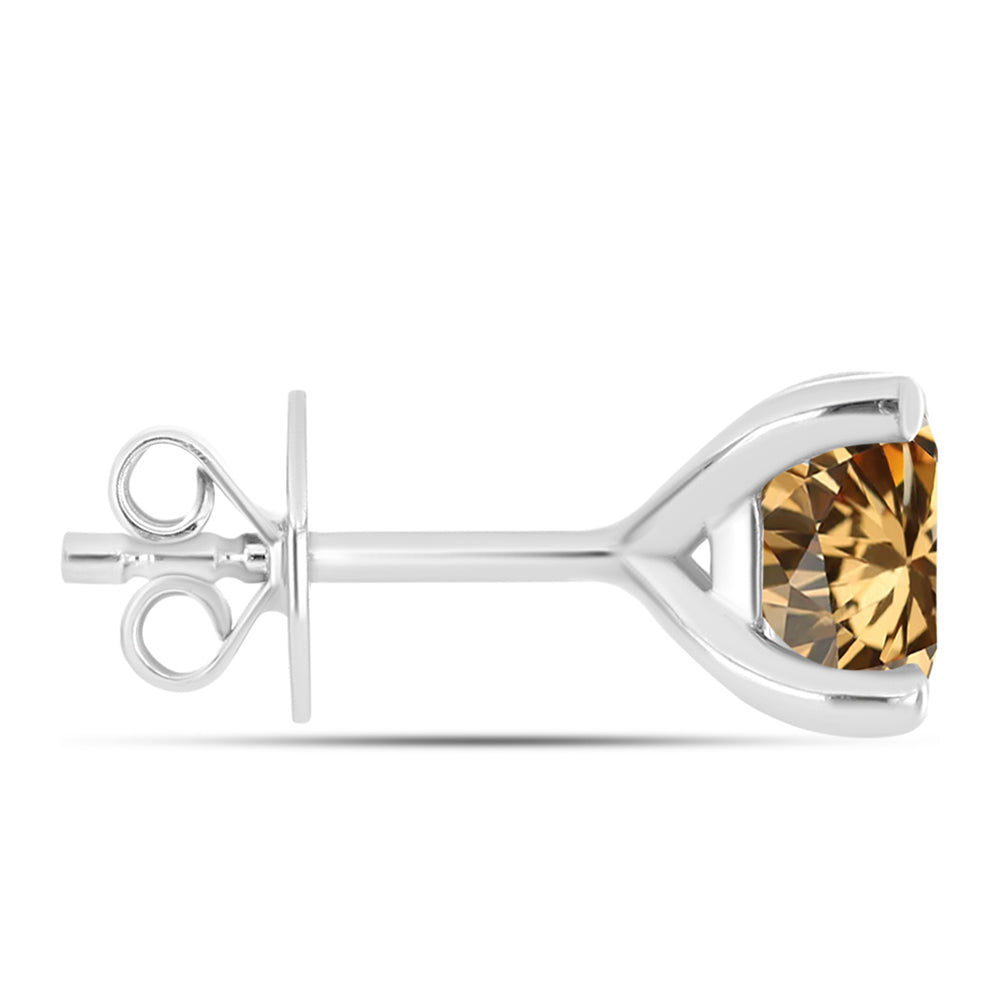 Cercei din Argint 925 ( 1.56 grame ) cu Moissanite Șampanie 2.54 Carate 2 