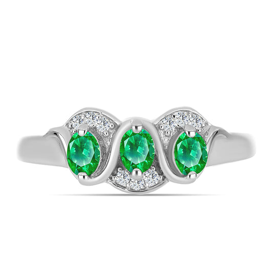 Inel din Argint 925 ( 2.82 grame ) cu Granat Kijani și Topaz Alb 0.57 Carate