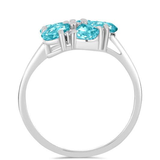 Inel din Argint 925 ( 2.72 grame ) cu Cuarț Paraiba și Topaz Alb 1.84 Carate