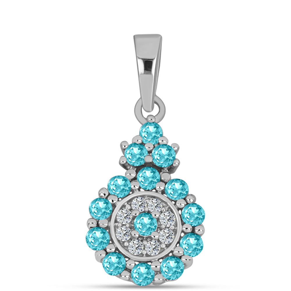 Pandantiv din Argint 925 ( 1.46 grame ) cu Cuarț Paraiba și Topaz Alb 0.54 Carate 1 