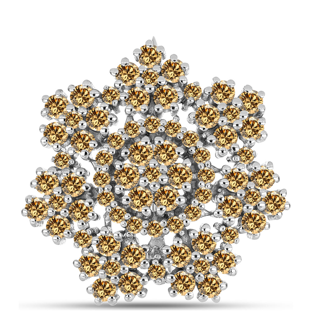 Broşă din Argint 925 ( 3.11 grame ) cu Moissanite Șampanie 1.26 Carate