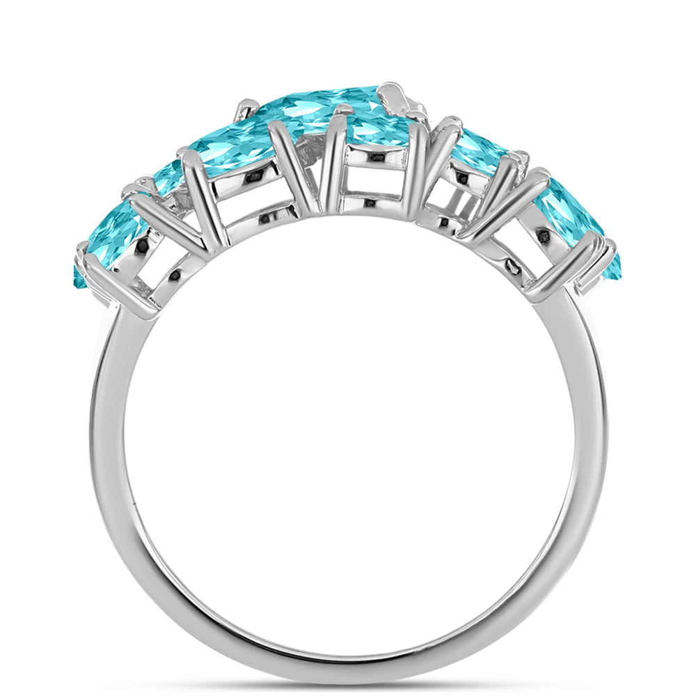 Inel din Argint 925 ( 4.1 grame ) cu Cuarț Paraiba și Topaz Alb 2.52 Carate 2 