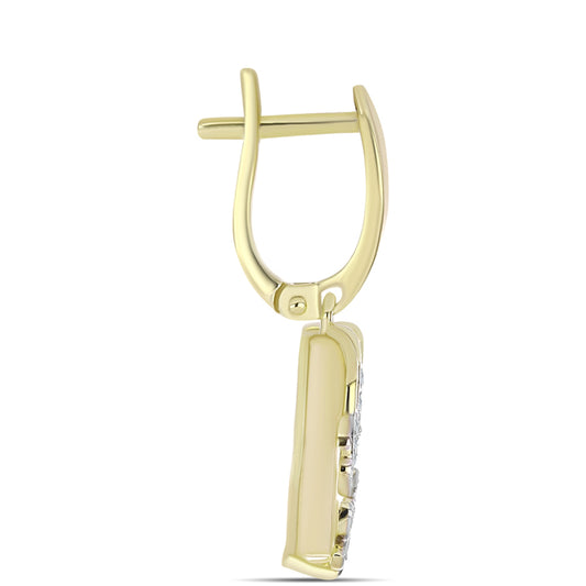 Cercei din Argint 925 Placat cu Aur ( 3.71 grame ) cu Sidef și Topaz Alb 7.8 Carate