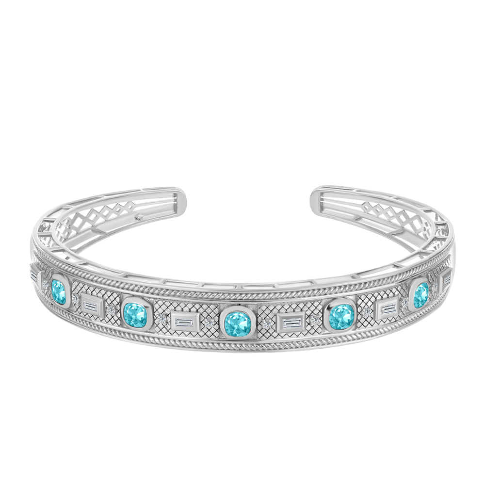 Brățară din Argint 925 ( 18.93 grame ) cu Cuarț Paraiba și Zircon Alb 2.01 Carate 1 