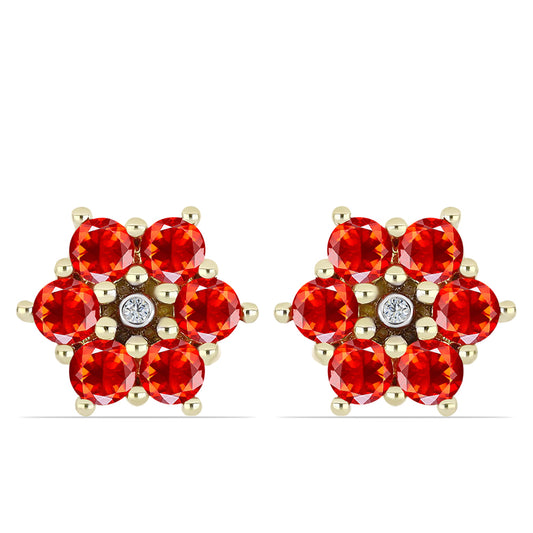 Cercei din Argint 925 Placat cu Aur ( 2.24 grame ) cu Opal Etiopian Lega Dembi Roșu și Topaz Alb 0.84 Carate