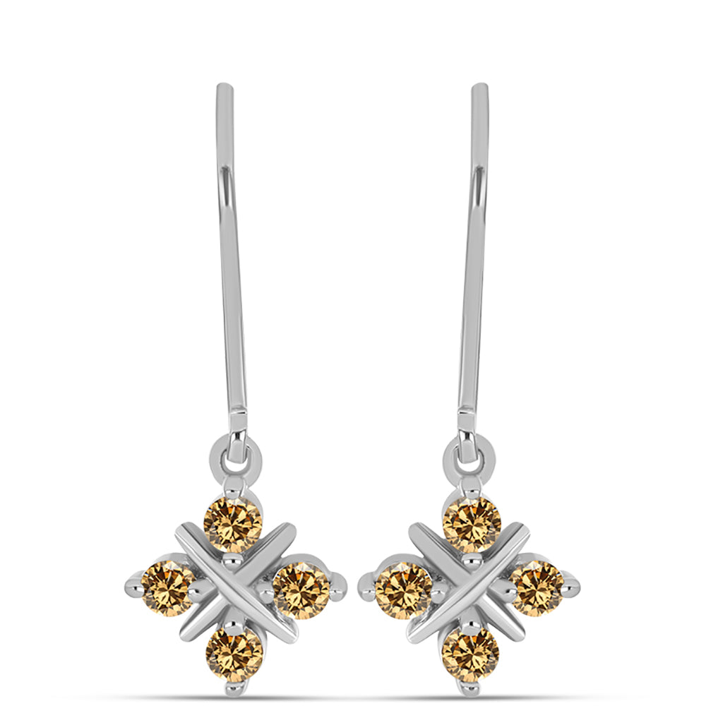 Cercei din Argint 925 ( 2.3 grame ) cu Moissanite Șampanie 0.5 Carate