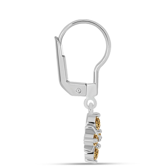 Cercei din Argint 925 ( 2.3 grame ) cu Moissanite Șampanie 0.5 Carate