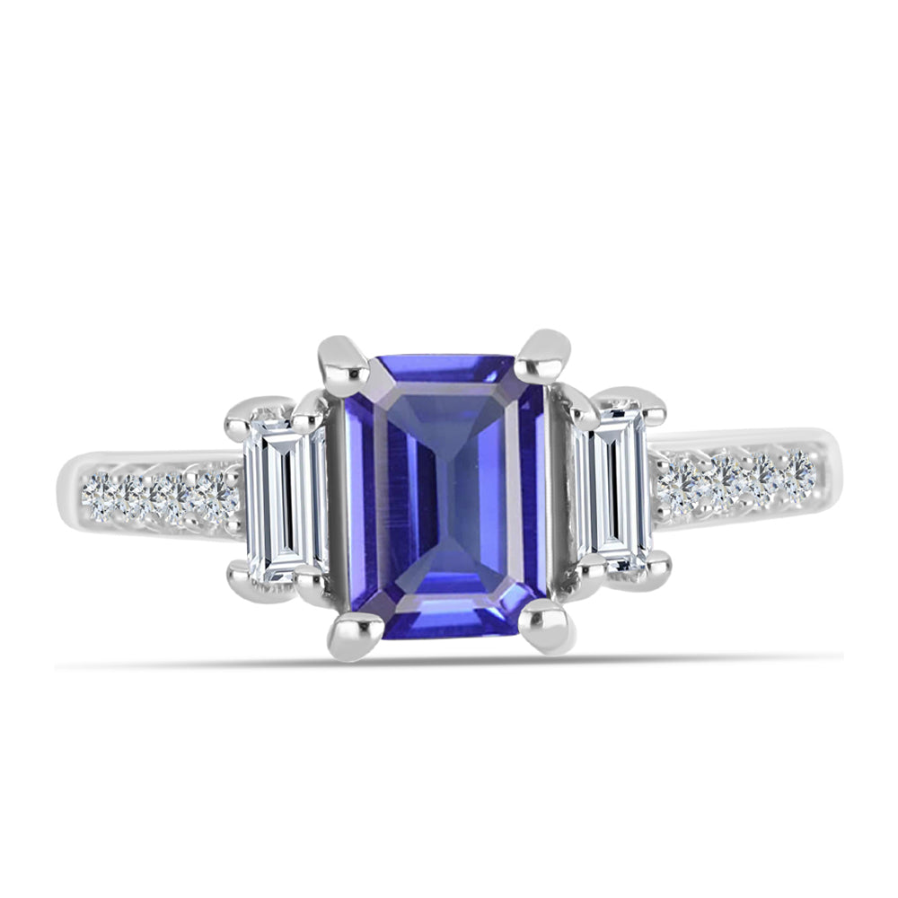 Inel din Argint 925 ( 2.19 grame ) cu Tanzanit AAA și Topaz Alb 1.34 Carate