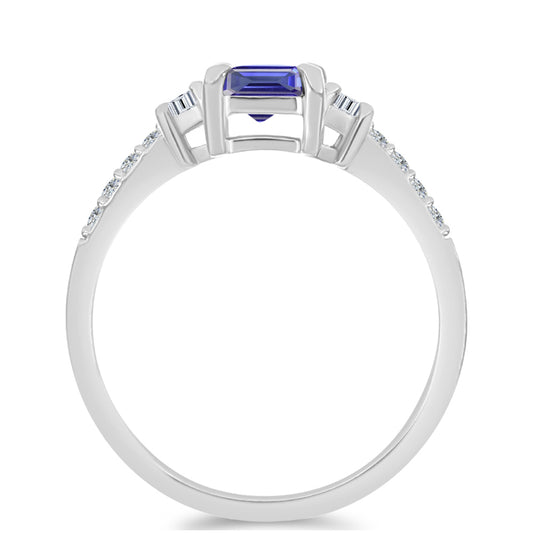 Inel din Argint 925 ( 2.19 grame ) cu Tanzanit AAA și Topaz Alb 1.34 Carate