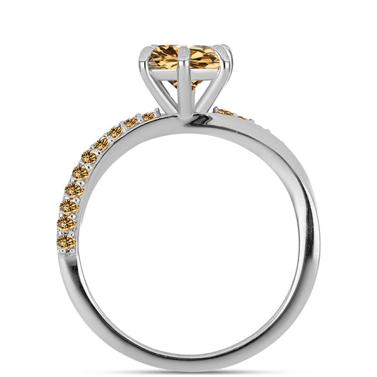 Inel din Argint 925 ( 2.53 grame ) cu Moissanite Șampanie 1.18 Carate