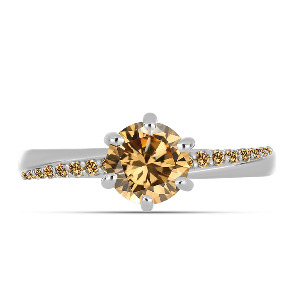 Inel din Argint 925 ( 2.53 grame ) cu Moissanite Șampanie 1.18 Carate 3 